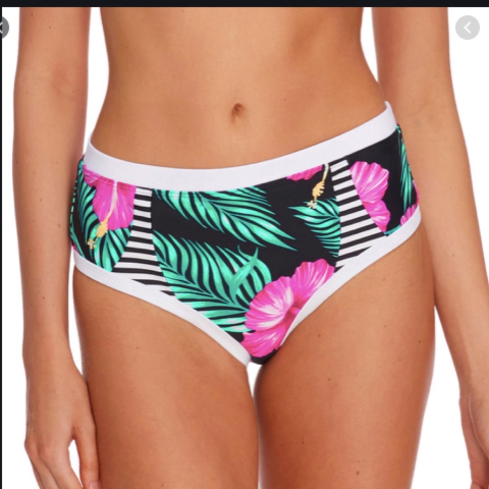Body Glove Black and Pink Floral Bikini Bottom